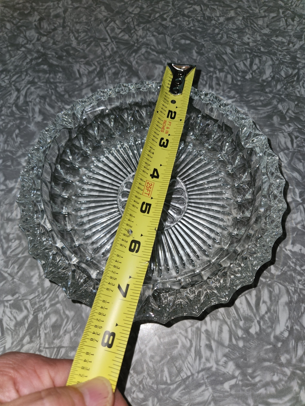 Cut Glass Decorative Ashtray  - Clear Glass Made In Italy